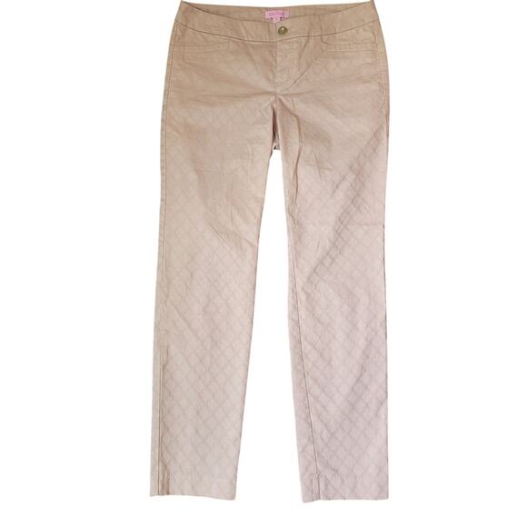 Lilly Pulitzer Kelly Textured Ankle Pants – Size 6 Beige PinkEUC